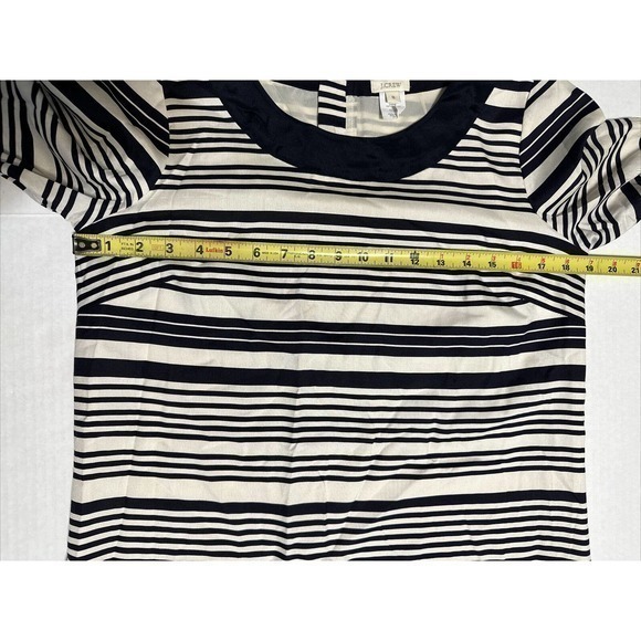 J.Crew Silk Twill Black Beige and Black Stripe Dress W/ Front Pockets, size 8 - Picture 13 of 15